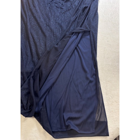 Alex Evenings Navy Blue Sparkle Off The Shoulder Ruched Gown 18W - Picture 5 of 11